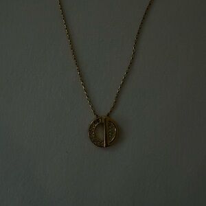 Christian Dior pendant rhinestone logo gold necklace